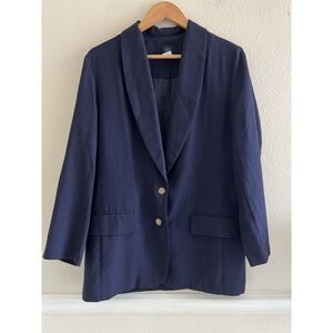 Vintage Panther Navy Blue Single Breasted Blazer Size 10 Old Money Preppy Office